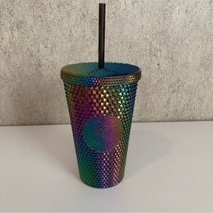 Starbucks Studded Multicolor iridescent Textured Tumbler with Black Straw 16oz